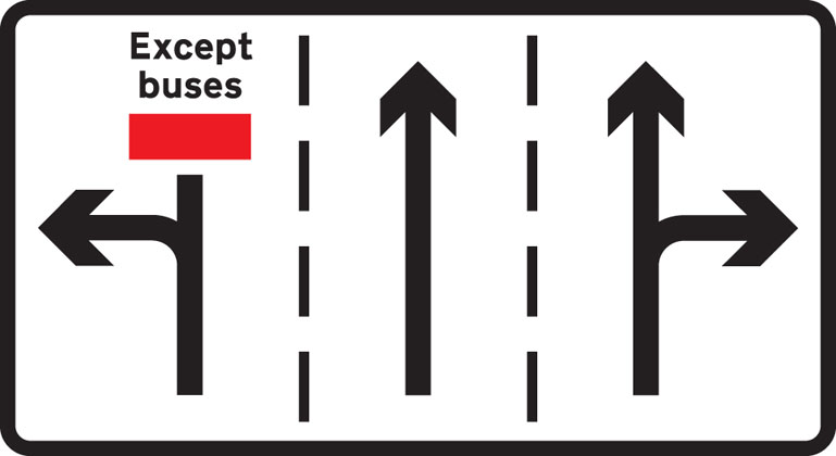 Information sign appropriate traffic lanes junction