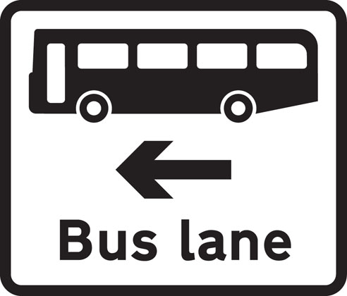 Information sign bus lane road junction ahead