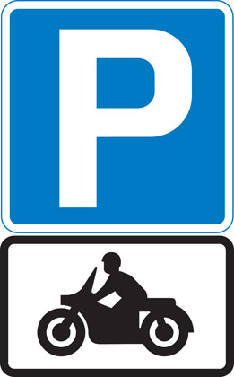 Information sign parking place solo motorcycles