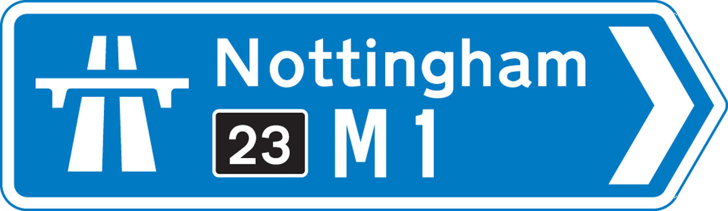 direction sign blue junction leading to motorway