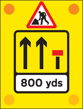 road work sign back vehicle 800 yards