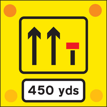 road work sign back vehicle450 yards