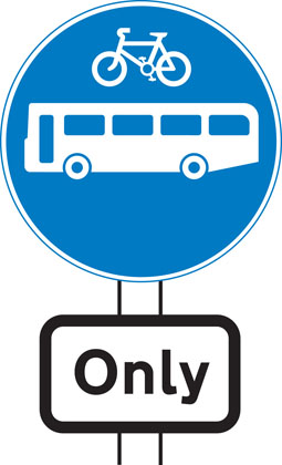 sign giving order buses cycles only