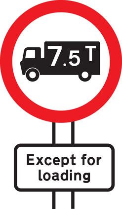 sign giving order no goods vehicle over weight