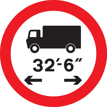 sign giving order no vehicle combination length