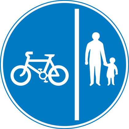 sign giving order segregated cycle pedestrian route