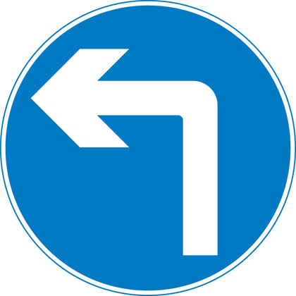 sign giving order turn left ahead