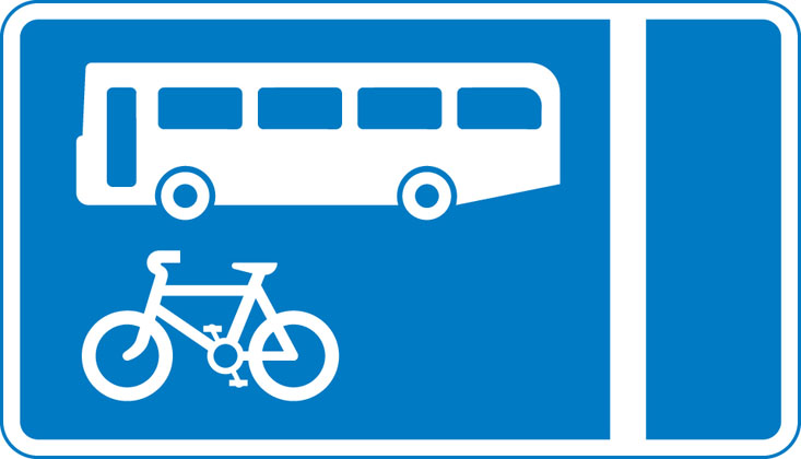 sign giving order with flow bus cycle lane