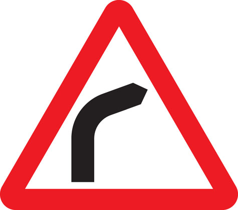 warning sign bend to right