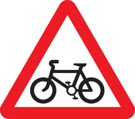 warning sign cycle route ahead