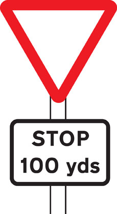 warning sign distance to stop line ahead 100 yards