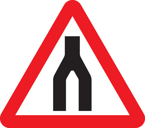 warning sign dual carriageway ends