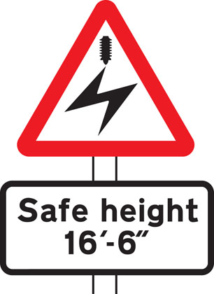 warning sign overhead electric cables