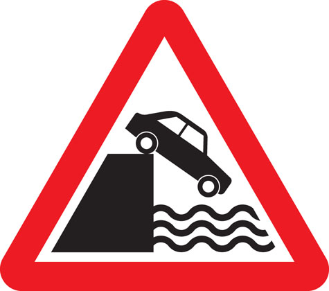 warning sign quayside or riverbank