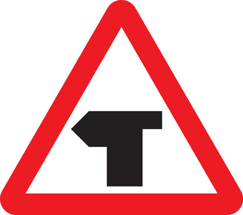 warning sign t-junction with priority