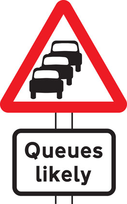 warning sign traffic queues