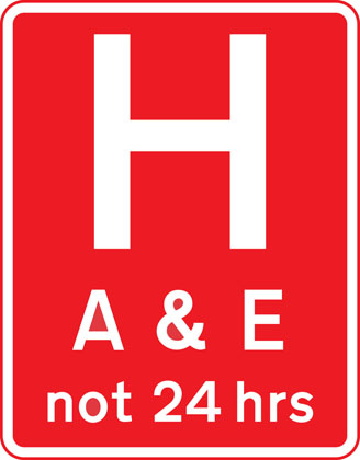 Information sign hospital a and e