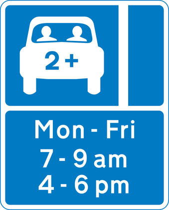 Information sign lane for hov