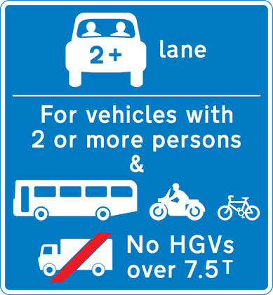 Information sign vehicles permitted HOV lane