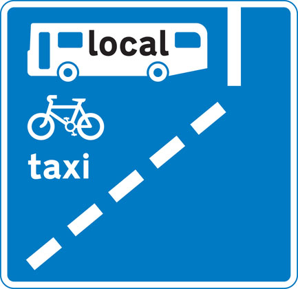 Information sign with flow bus lane ahead