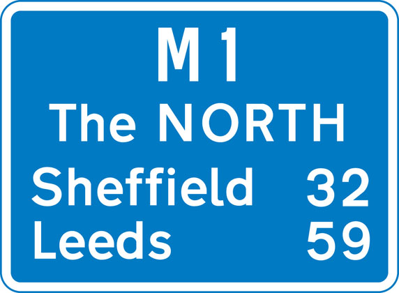 direction sign blue route sign