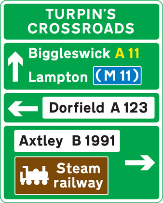 direction sign green approach junction