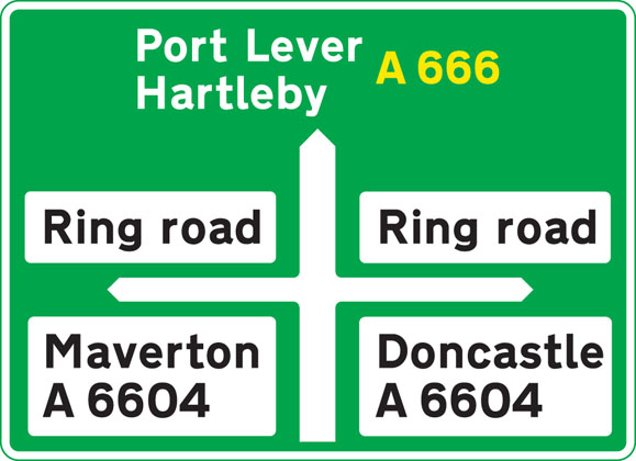 direction sign green ring road crossroads