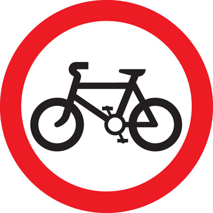 sign giving order no cycling