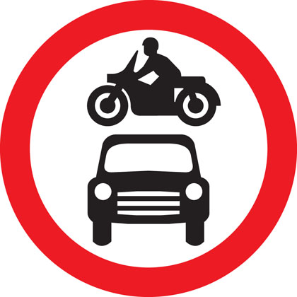 sign giving order no motor vehicles