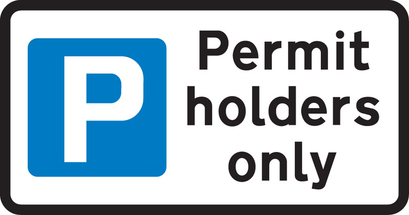sign giving order park restrict permit holders
