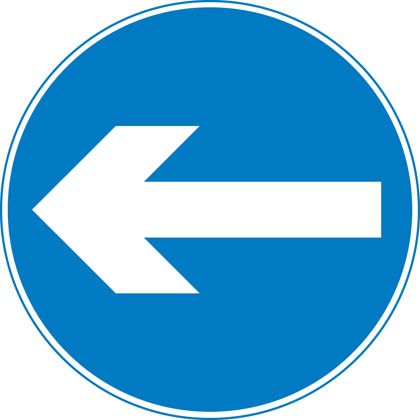 sign giving order turn left