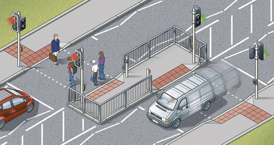 Rule 28: Staggered crossings (with an island in the middle) are two separate crossings