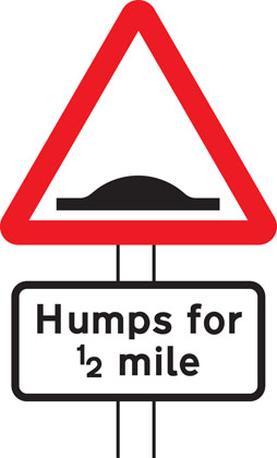 warning sign distance humps extend