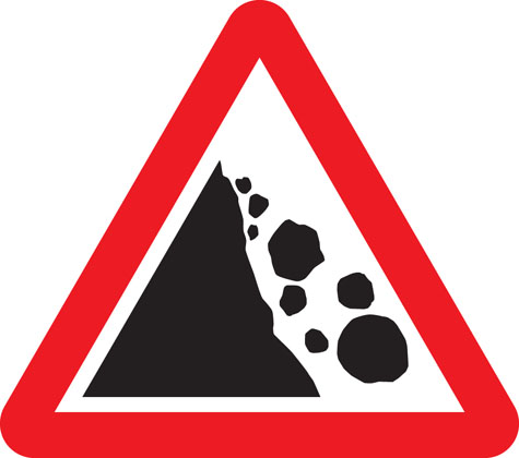 warning sign falling rocks