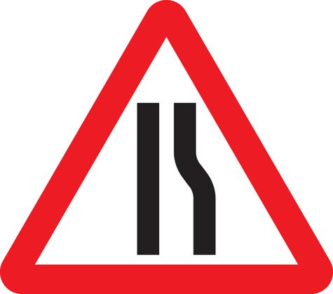 warning sign road narrow