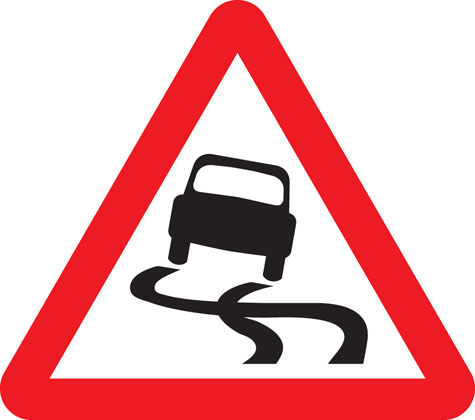 warning sign slippery road