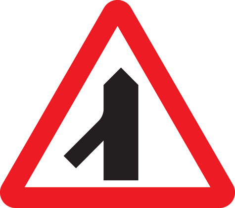 warning sign traffic merging left
